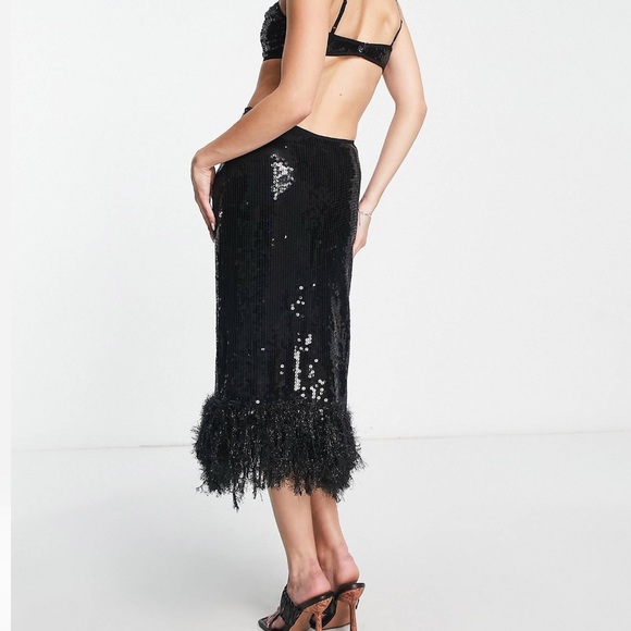 Sequin midi dress with feathers - Picture 3 of 3